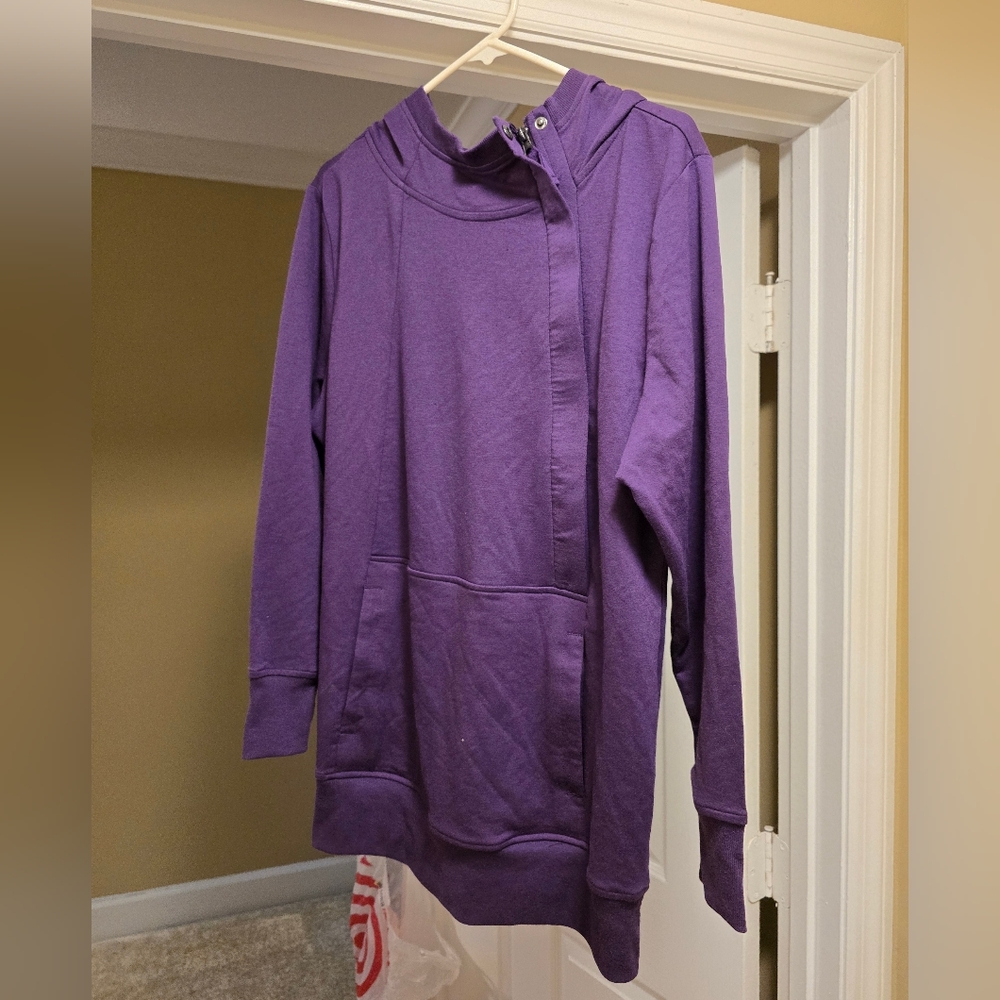 Maternity And Nursing Half Zip Purple Hoodie